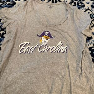 Champion Gray and Navy Logo Interior Tag Tee